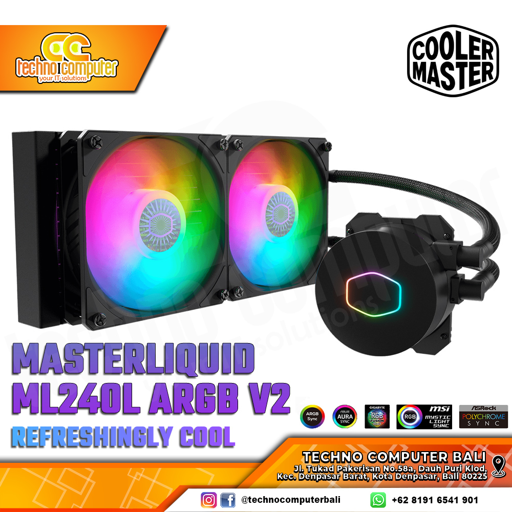 COOLERMASTER MASTERLIQUID ML240L V2 ARGB Black - CPU Cooler - 240mm AIO Liquid Cooler