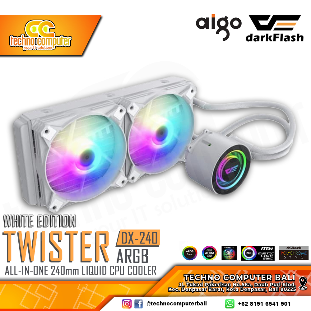 AIGO DARKFLASH TWISTER DX240 ARGB White Edition - CPU Cooler - 240mm AIO Liquid Cooler