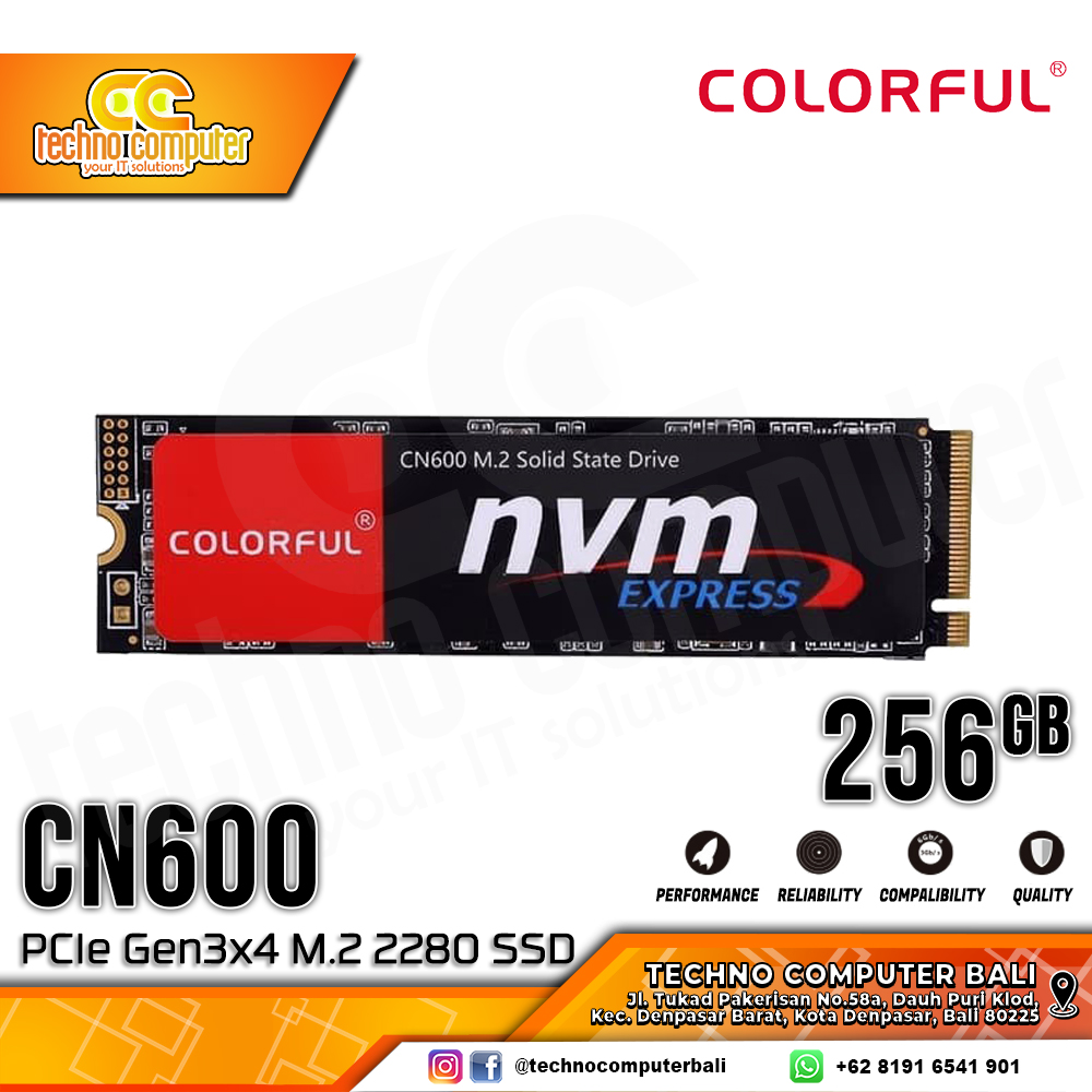 SSD COLORFUL CN600 M.2 NVMe 2280 PCIe Gen3 x4 - 256GB