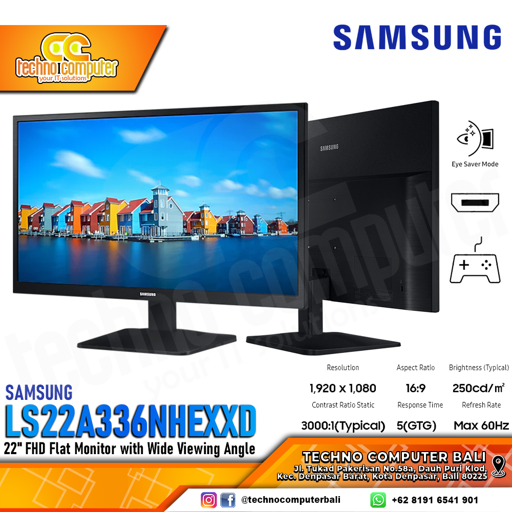 SAMSUNG LS22A336NHEXXD LED Monitor - 22 inch, FHD (1920 x 1080), VA, 60Hz, 5ms