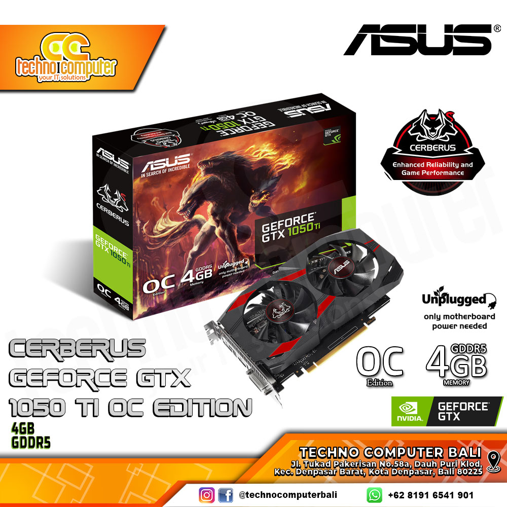ASUS CERBERUS NVIDIA GeForce GTX 1050 Ti OC Edition 4GB GDDR5