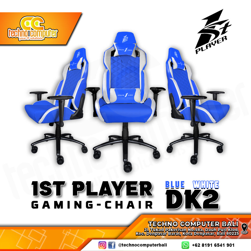 KURSI GAMING 1ST PLAYER GAMING CHAIR DK2 - BLUE WHITE