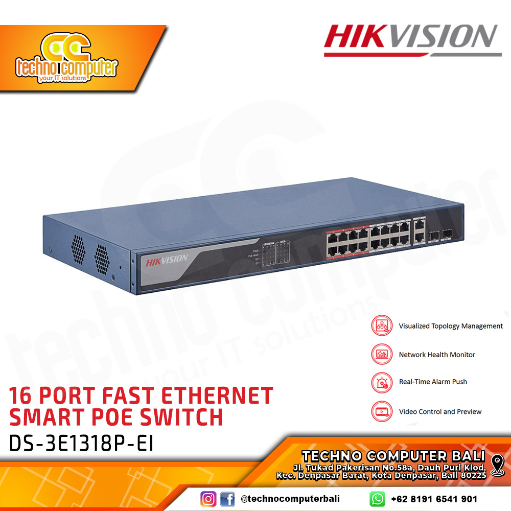 SWITCH POE HIKVISION DS-3E1318P-EI 16PORT