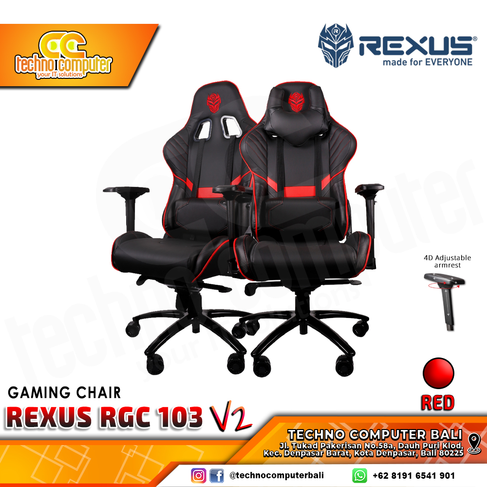 KURSI GAMING REXUS RGC-103 v2 GAMING CHAIR 4D Armrest - BLACK RED