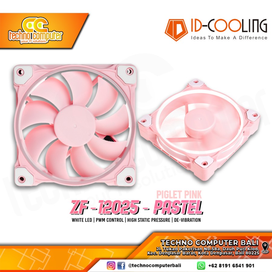 FAN CASING ID-COOLING ZF-12025 Pastel Piglet Pink - 120mm PWM Fan