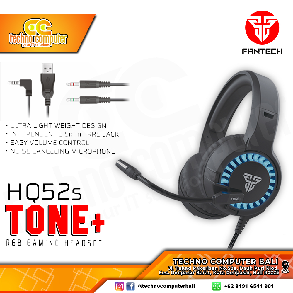 HEADSET FANTECH TONE+ HQ52S RGB - Gaming Headset