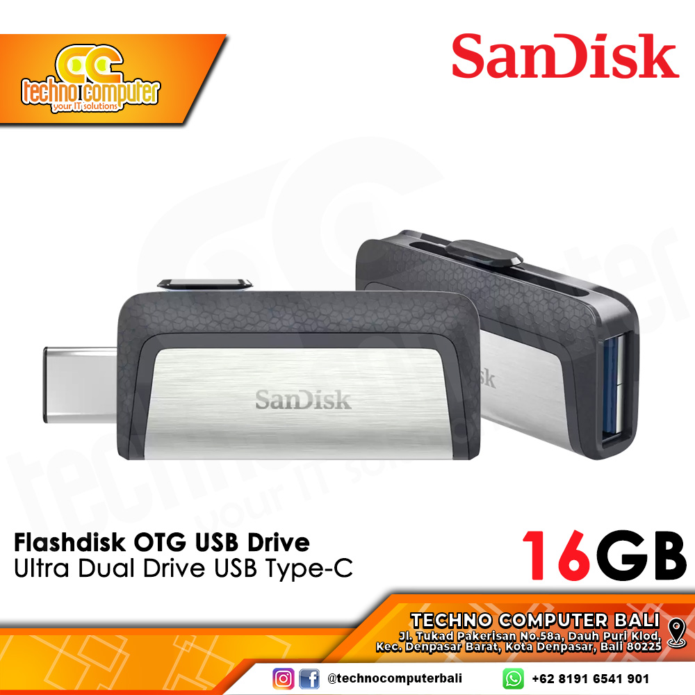FLASHDISK SANDISK OTG 16GB Ultra Dual Drive USB Type-C, USB 3.1