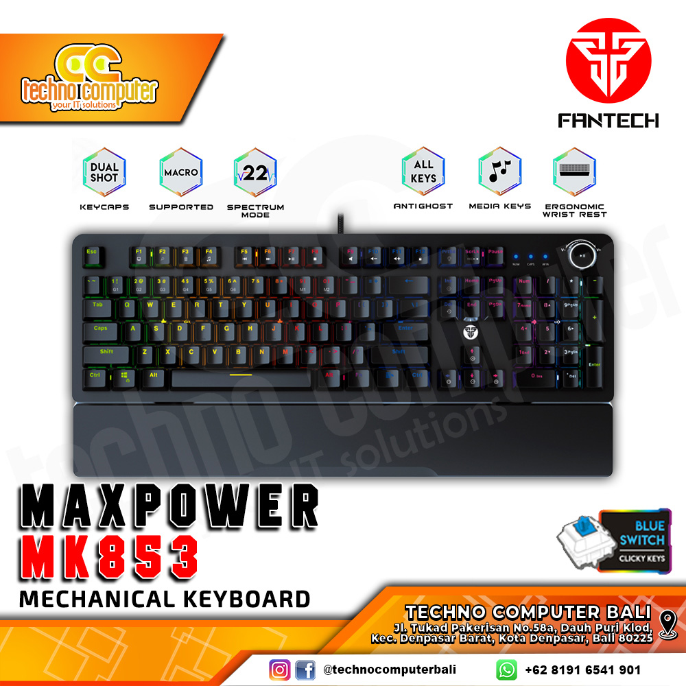 FANTECH MAXPOWER MK853 Black - Mechanical Blue Switch - Gaming Keyboard