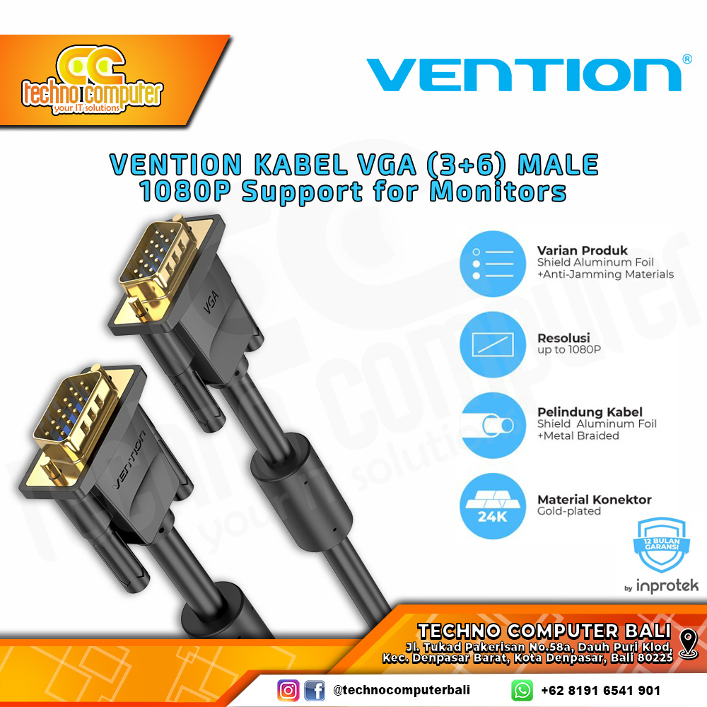 VENTION KABEL DISPLAY - Kabel VGA - VGA Male to Male - DAE 3M
