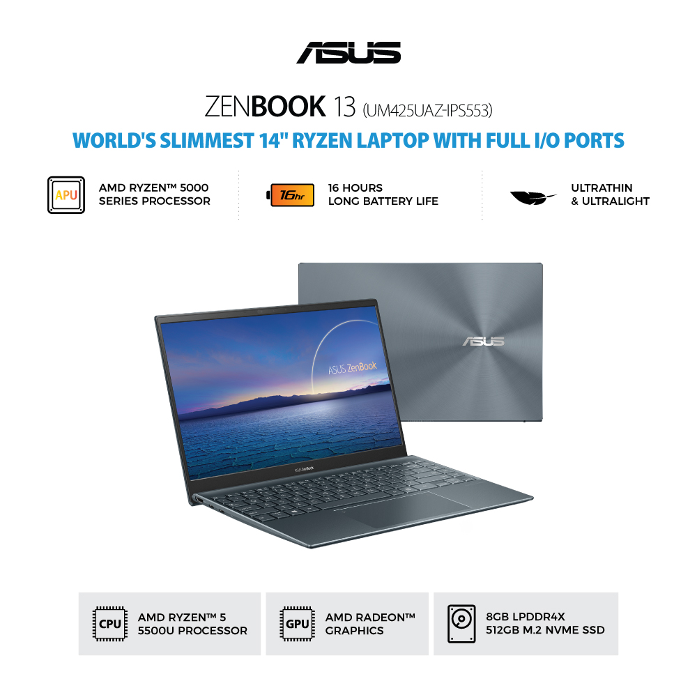 ASUS ZenBook 14 [UM425UAZ-IPS553] AMD Ryzen 5-5500U/RAM 8GB/SSD 512GB/AMD Radeon/Win11