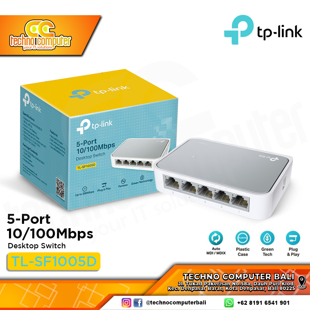 SWITCH HUB TP-LINK TL-SF1005D (Ver 18.0) 5 Port 10/100Mbps Desktop Switch