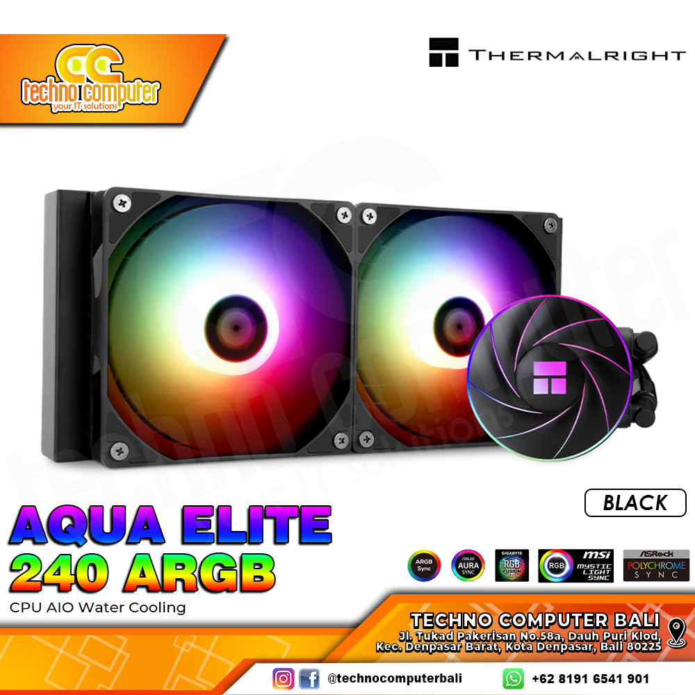 THERMALRIGHT AQUA ELITE 240 ARGB BLACK - CPU Cooler - 240mm AIO Liquid Cooler