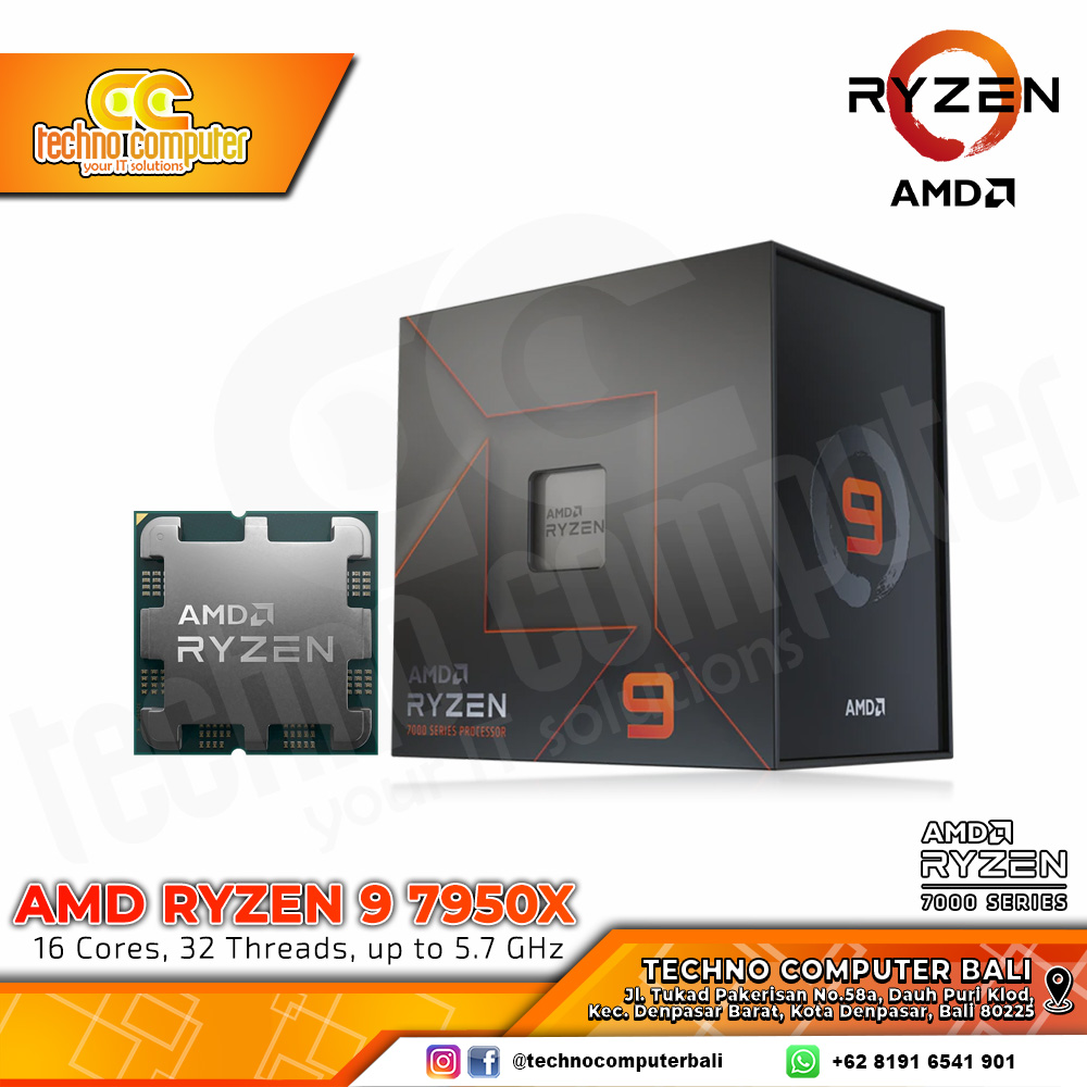 PROCESSOR AMD RYZEN 9 7950X - 16 Core 32 Thread Up to 5.7GHz - Socket AM5