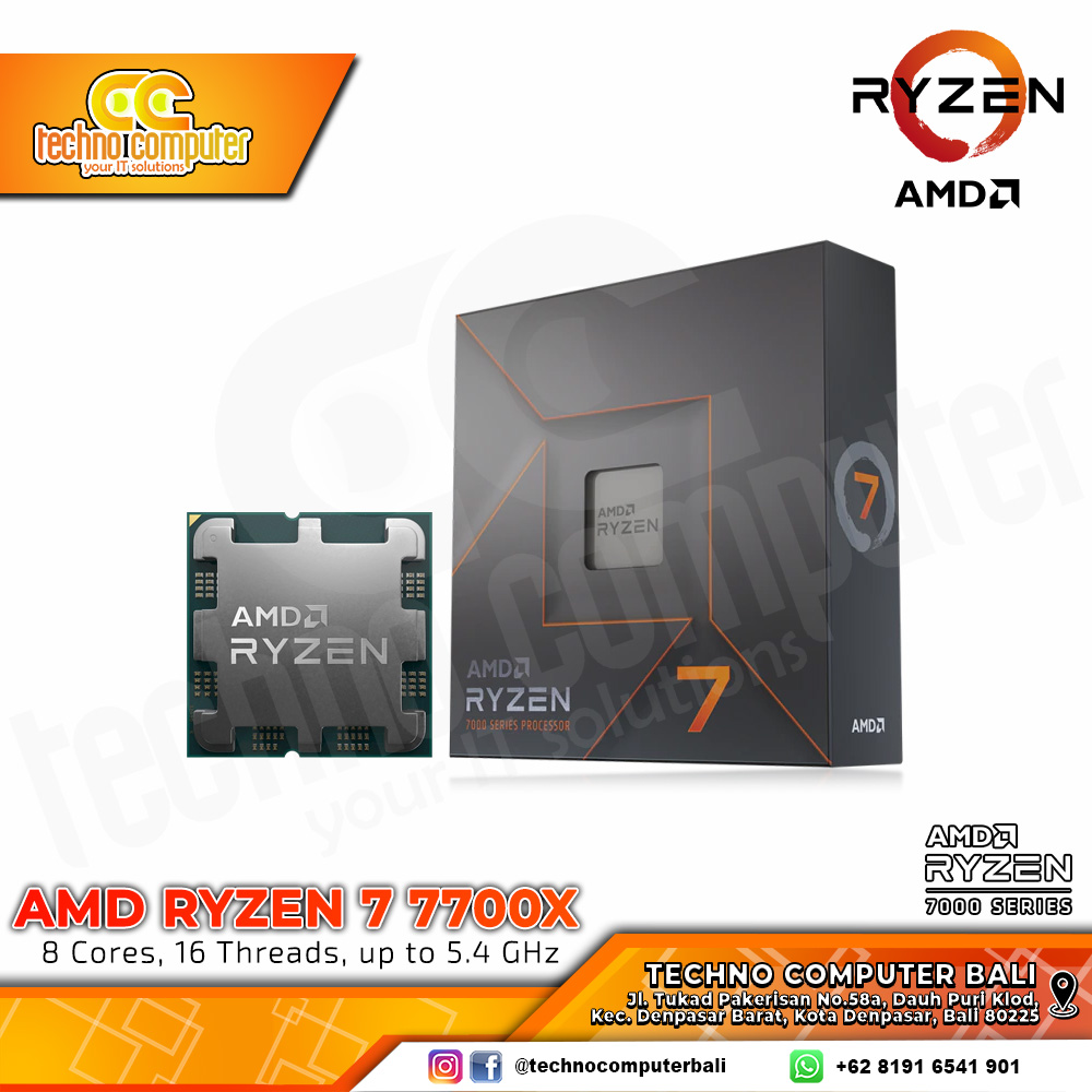 PROCESSOR AMD RYZEN 7 7700X - 8 Core 16 Thread Up to 5.4GHz - Socket AM5
