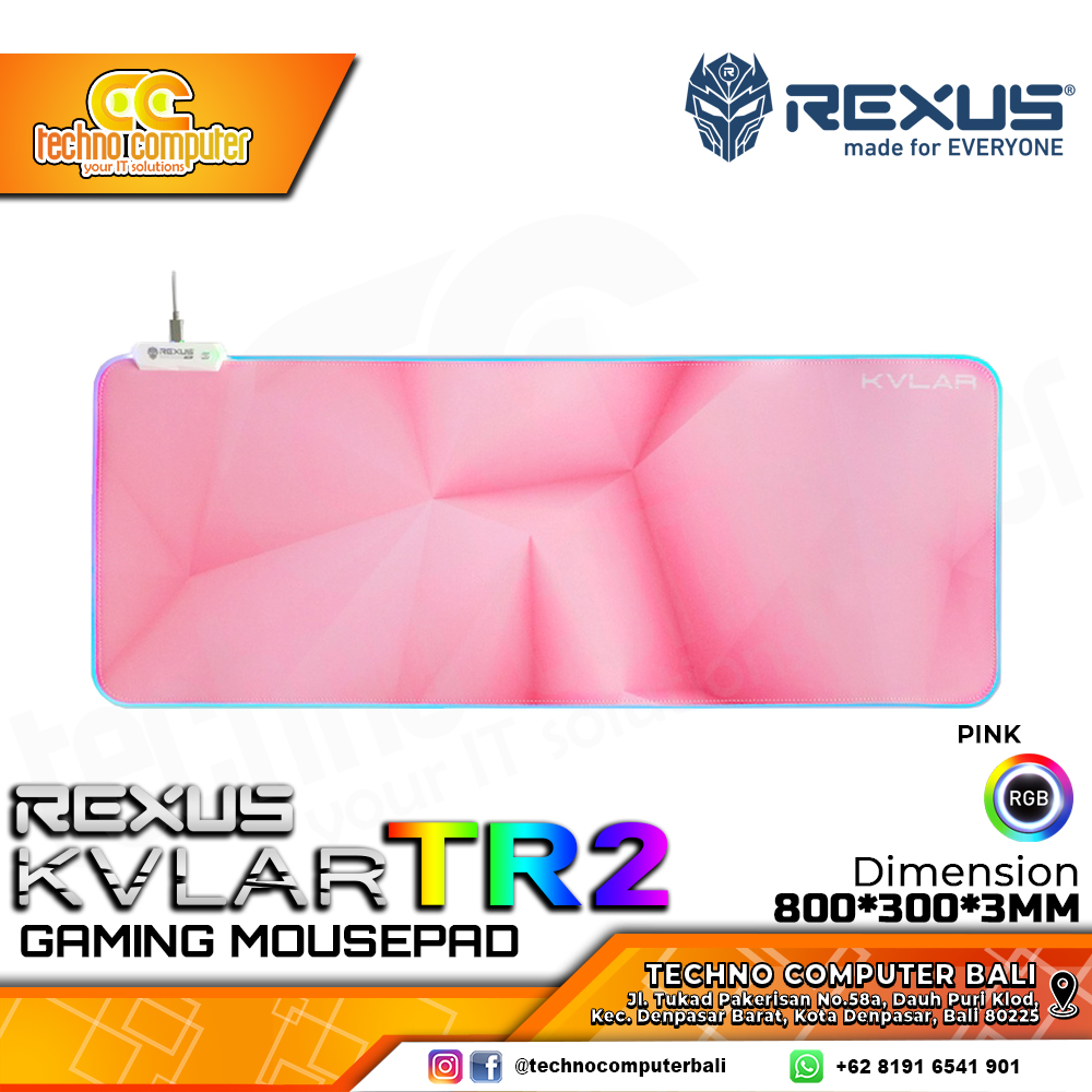 MOUSEPAD REXUS KVLAR TR2 RGB Pink (800 x 300 x 3 mm) - Gaming Mousepad