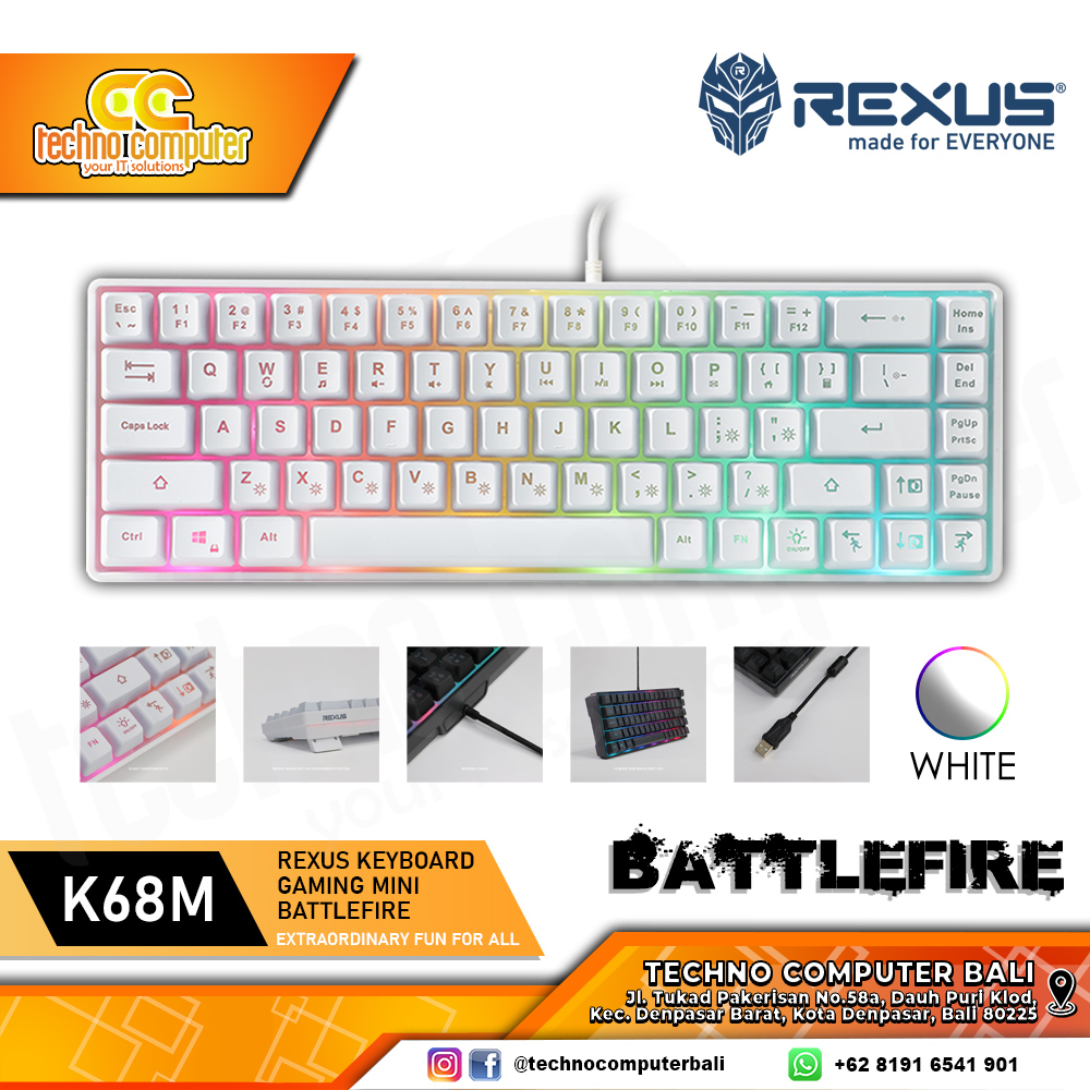 REXUS MINI BATTLEFIRE K68M White - Gaming Keyboard