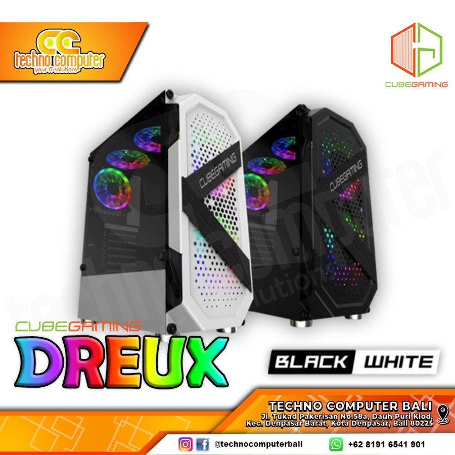 CASING CUBE GAMING DREUX White - Mid Tower ATX Case Tempered Glass