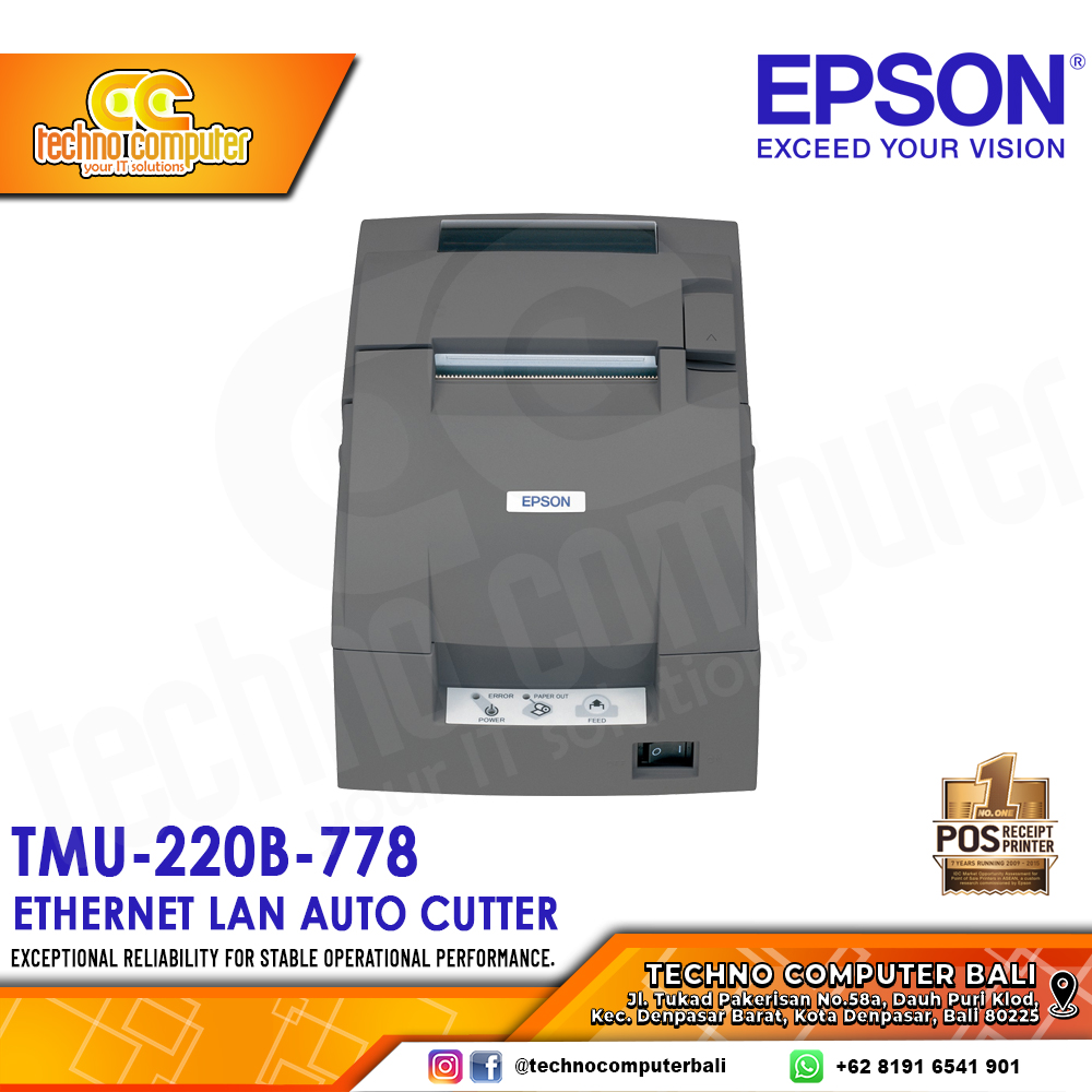 PRINTER KASIR Dot Matrix EPSON TM-U220B-778 Ethernet LAN Auto Cutter