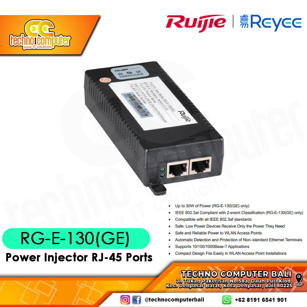 POE ADAPTER RUIJIE/REYEE RG-E-130(GE) POE INJECTOR