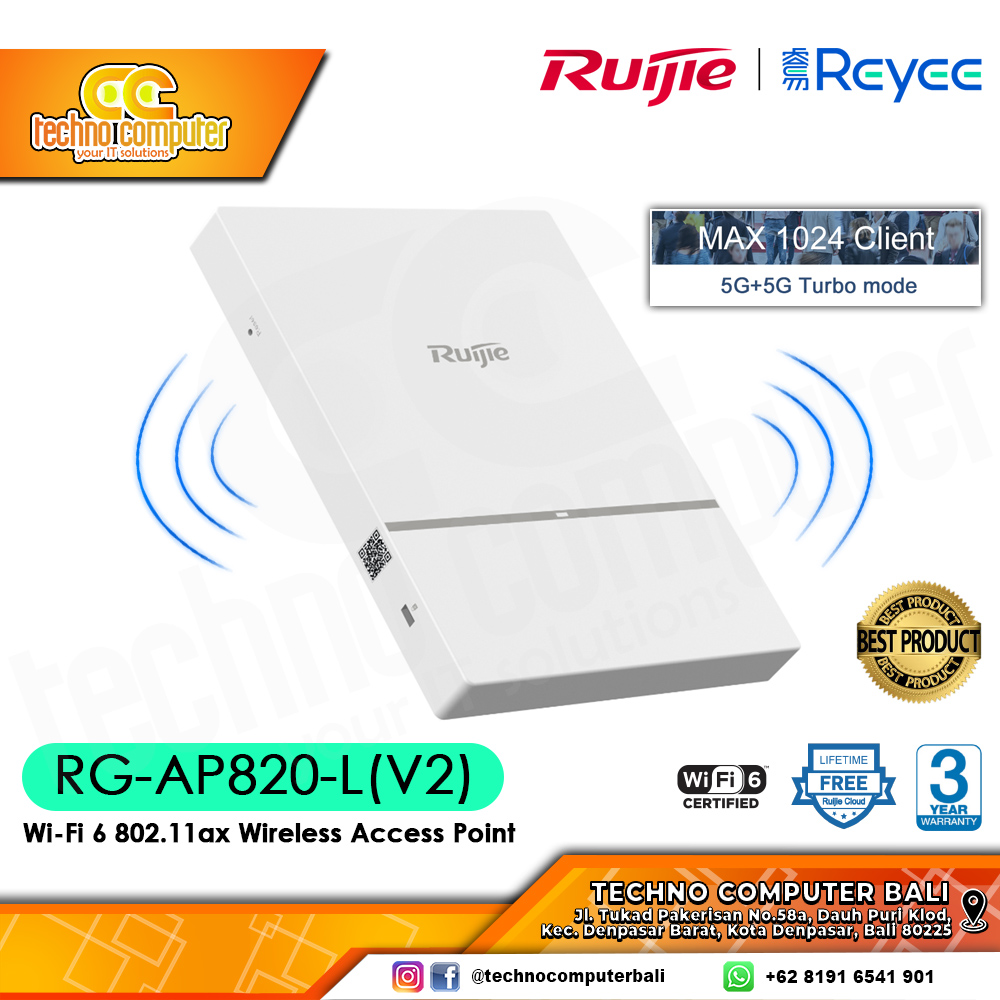ACCESS POINT RUIJIE/REYEE RG-AP820-L(V2) Wi-Fi 6 802.11ax Wireless Access Point