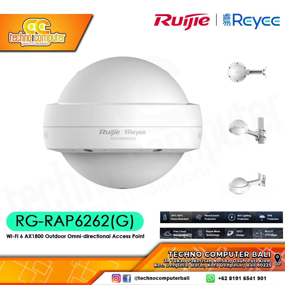 ACCESS POINT RUIJIE/REYEE RG-RAP6262(G) Wi-Fi 6 AX1800 Outdoor Omni-directional Access Point