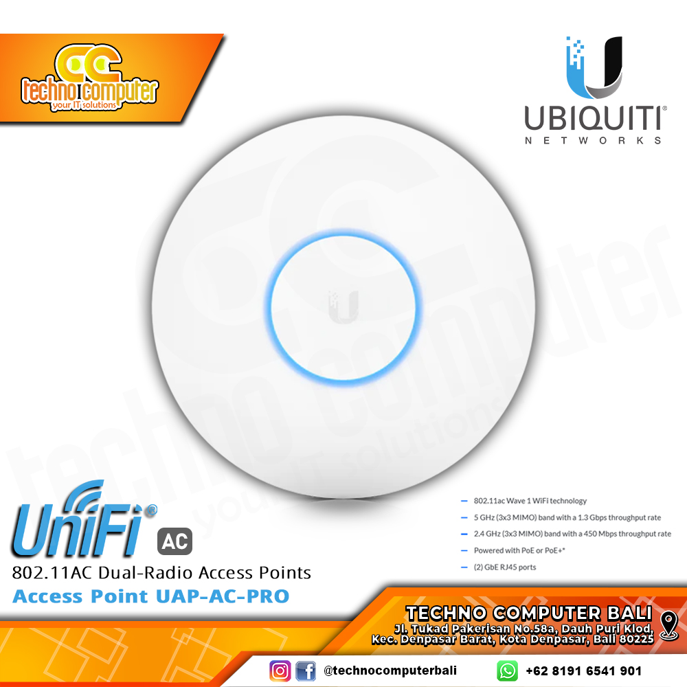 ACCESS POINT UBIQUITI AC Pro (UAP AC Pro) Wi-Fi 5 Dual Band Gigabit Ceiling Mount Access Point