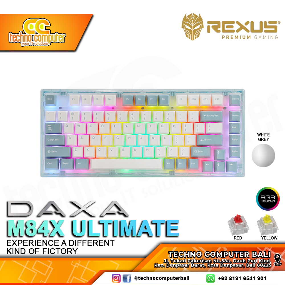 REXUS DAXA M84X ULTIMATE Wireless Grey - Mechanical Red Switch - Gaming Keyboard Wireless