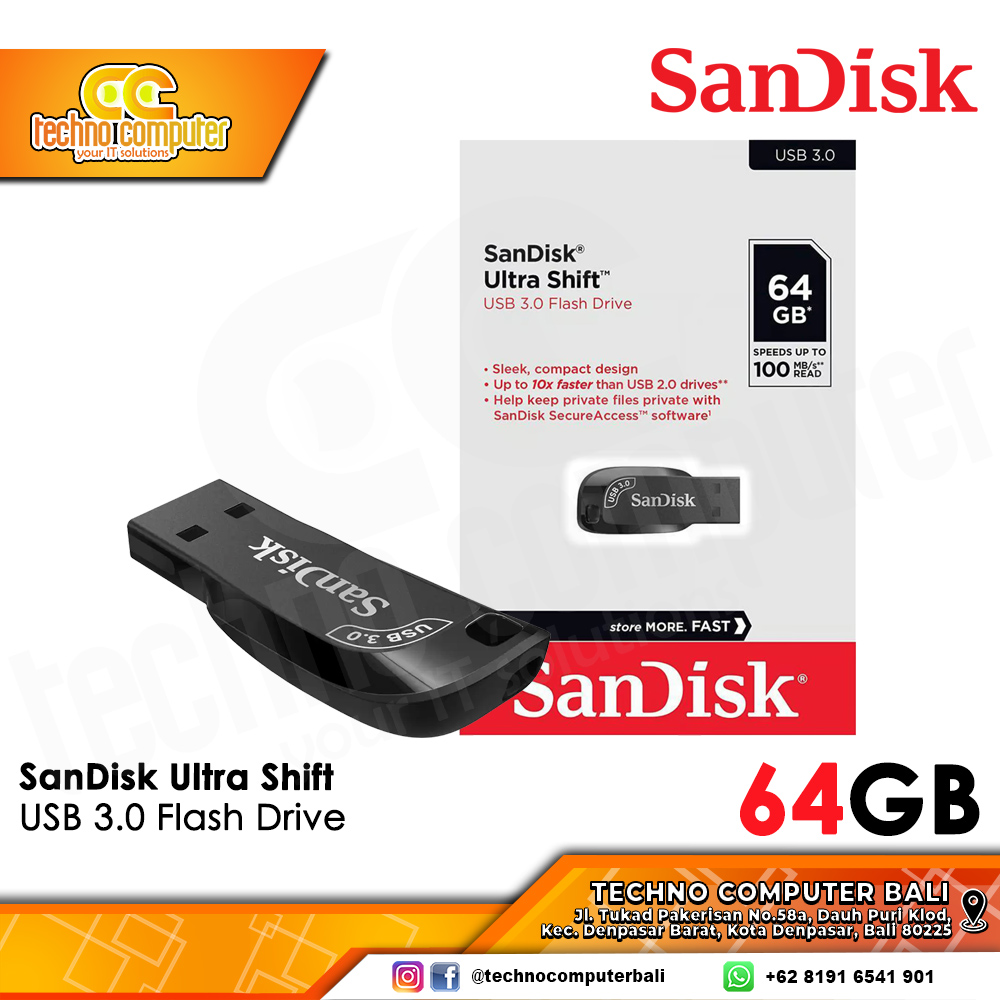 FLASHDISK SANDISK 64GB Ultra Shift USB 3.0 