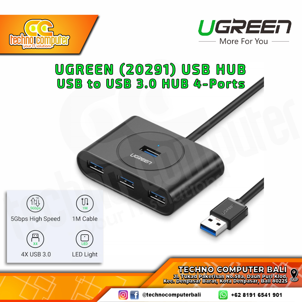 UGREEN USB HUB 3.0 4 Port - (20291) 1M