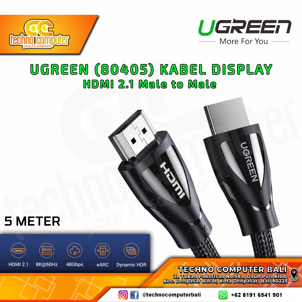 UGREEN KABEL DISPLAY - Kabel HDMI - HDMI 2.1 Male to Male - (80405) 5M