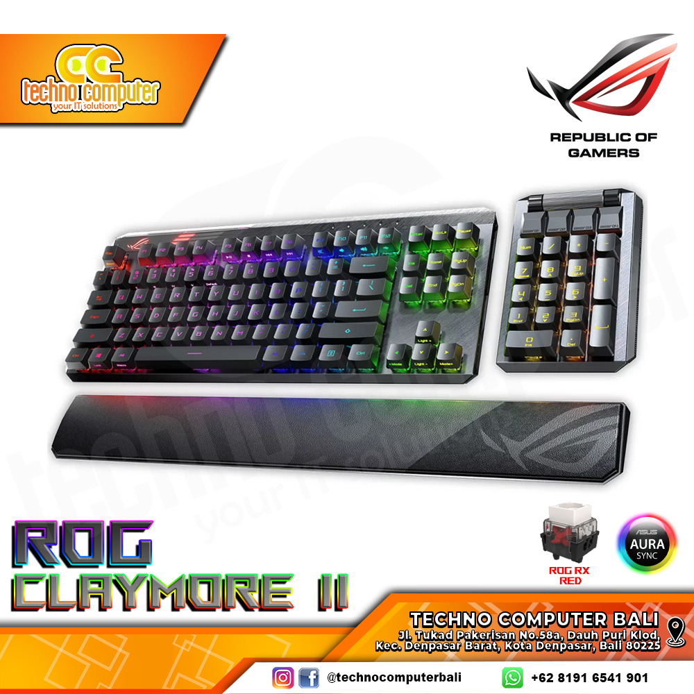 ASUS ROG CLAYMORE II - Mechanical RX Red Switch - Gaming Keyboard