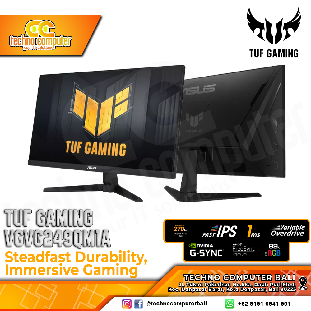 ASUS TUF GAMING VG249QM1A Gaming Monitor - 24 inci, FHD (1920 x 1080), Fast IPS, 270Hz, 1ms