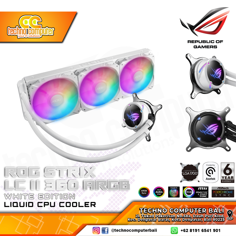 ASUS ROG STRIX LC II 360 ARGB White Edition - CPU Cooler - 360mm AIO Liquid Cooler