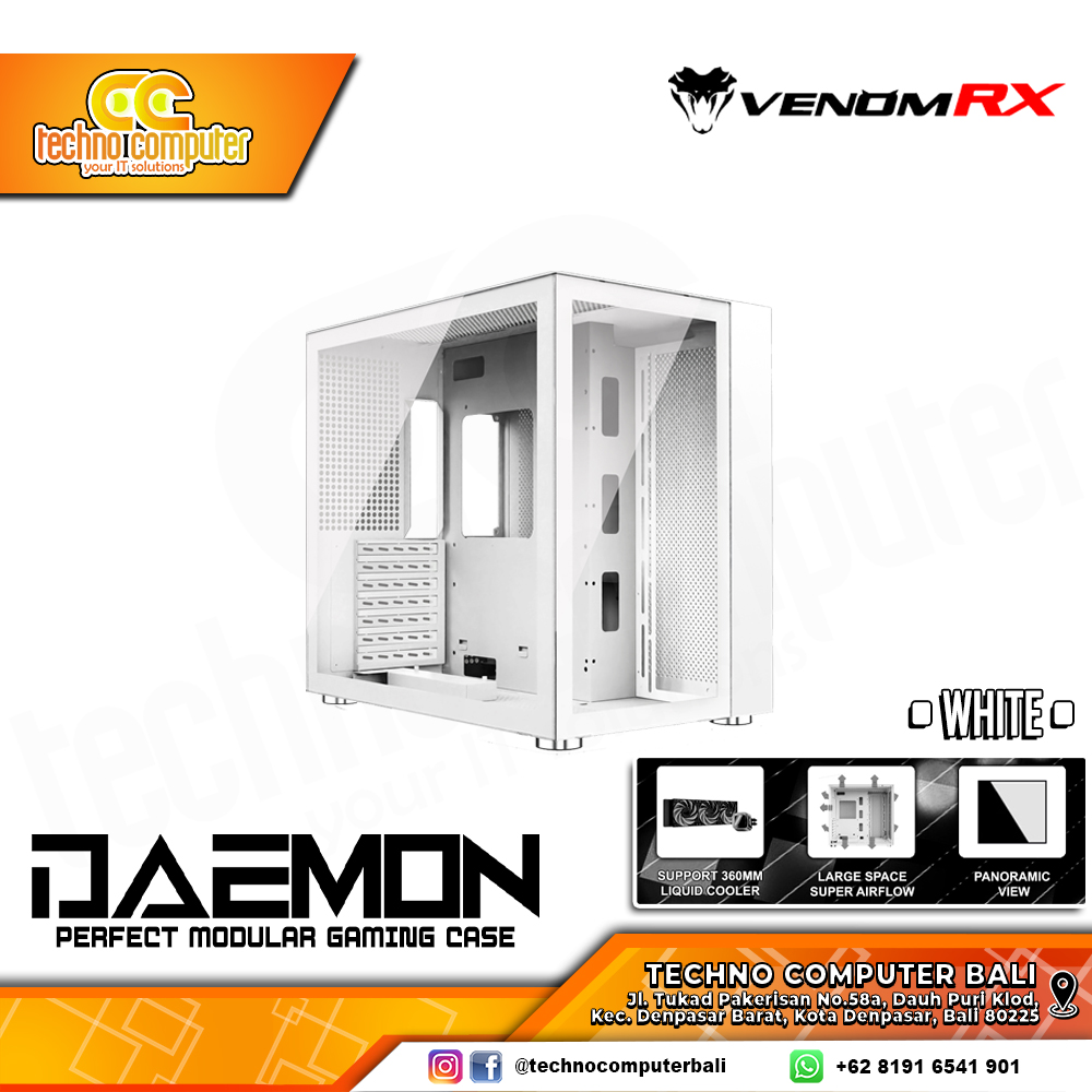 CASING VENOMRX DAEMON WHITE - Mid Tower ATX Case Tempered Glass
