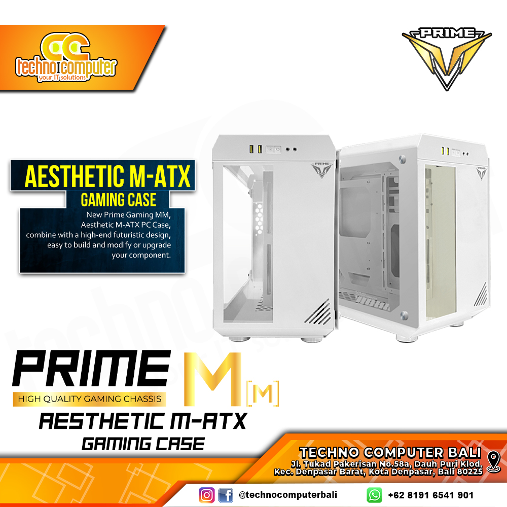 CASING PRIME GAMING M-[M] - Aesthetic mATX Case Tempered Glass