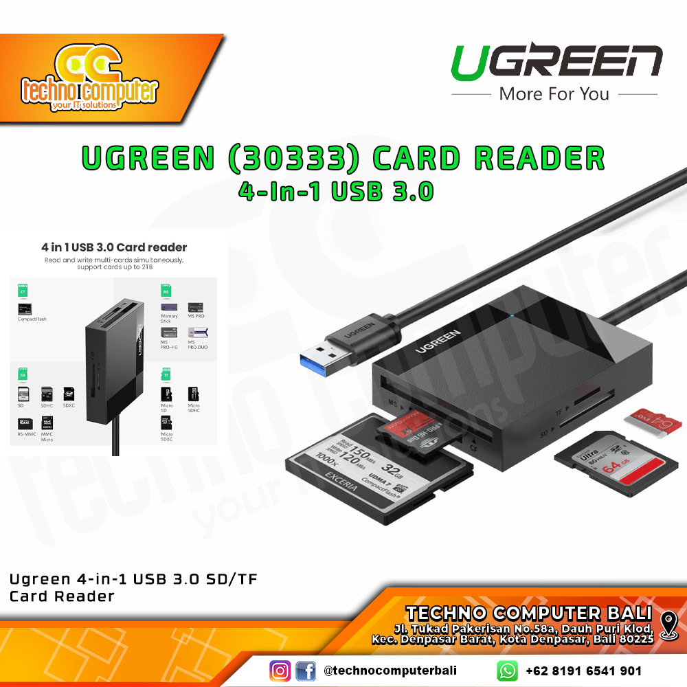 CARD READER UGREEN (30333) 4-In-1 USB 3.0