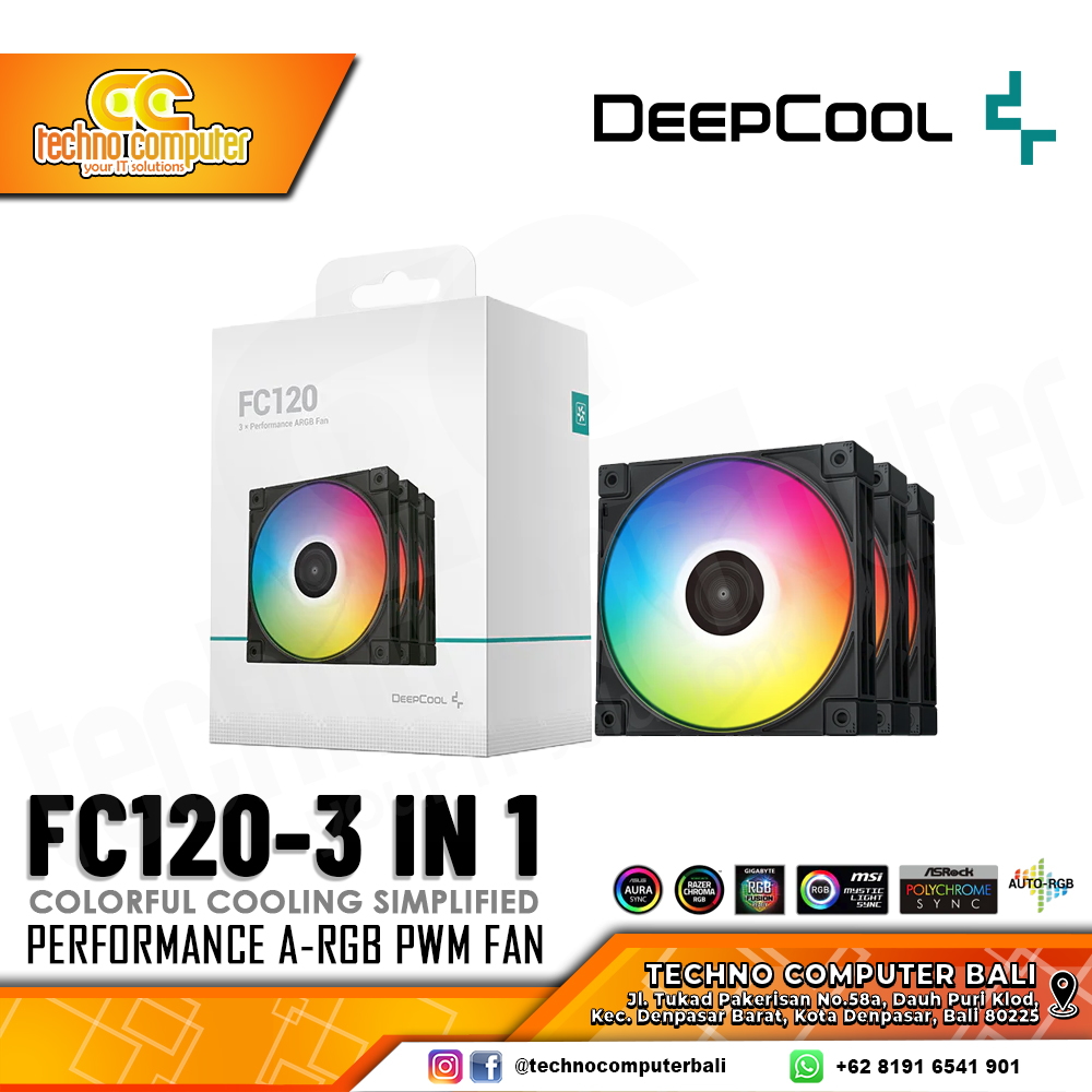 FAN CASING DEEPCOOL FC120 - 120mm Triple Pack ARGB PWM Fan