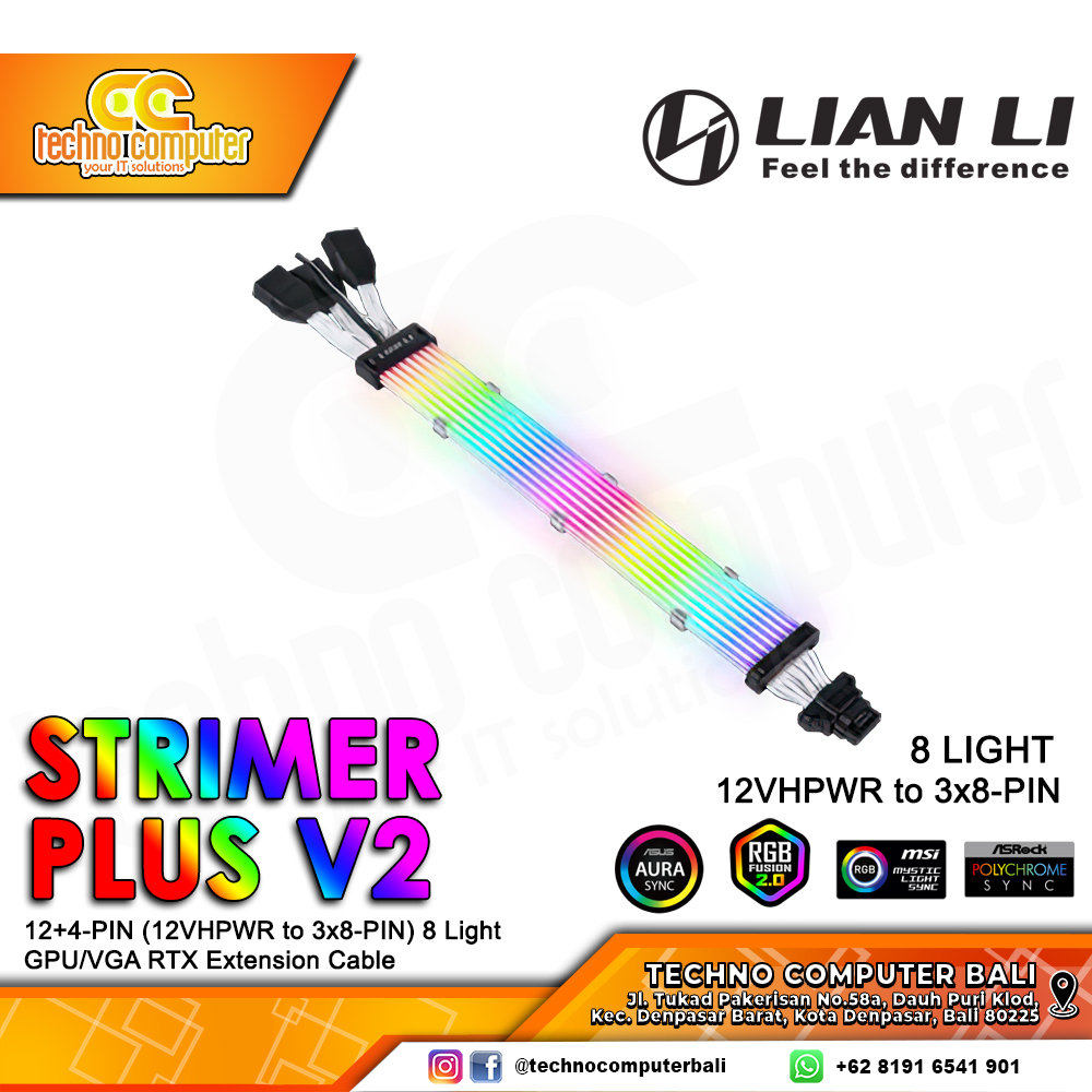 LIAN LI STRIMER PLUS V2 A-RGB 3x8PIN to 12+4-PIN (12VHPWR) 8 Light - GPU/VGA Extension Cable