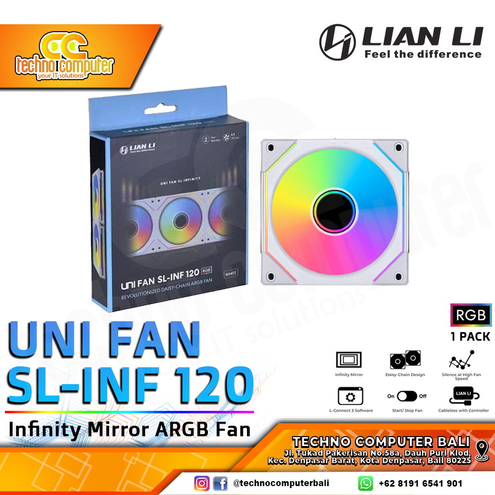 FAN CASING LIAN LI UNI FAN SL-Infinity 120 WHITE - 120mm Single Pack ARGB Fan
