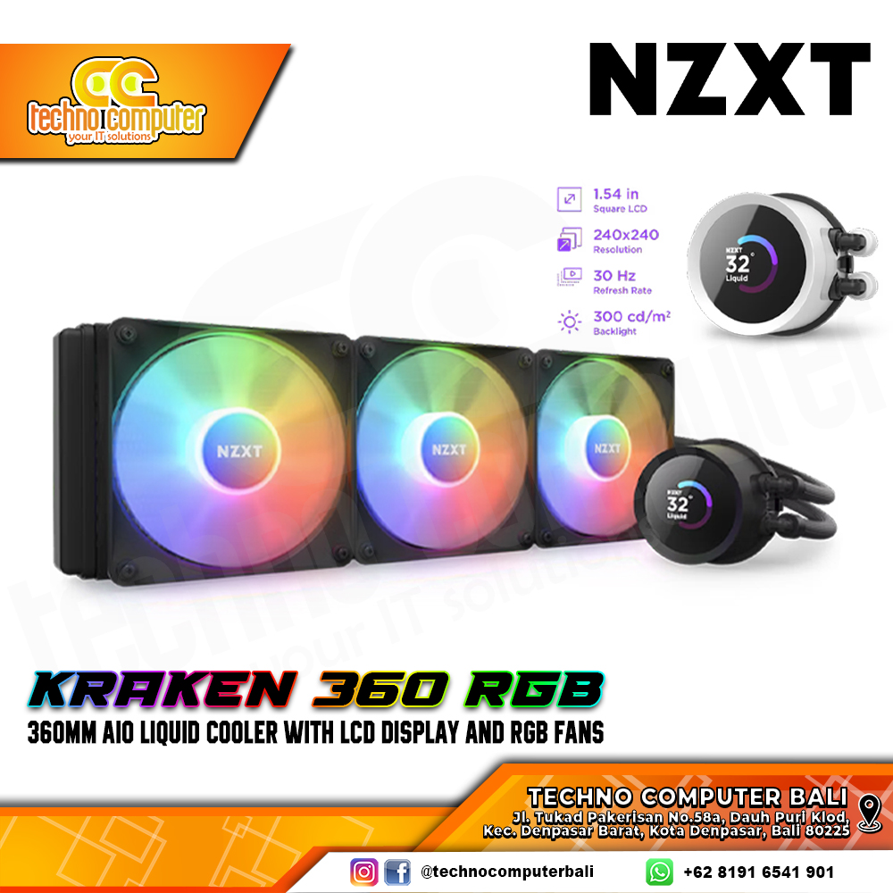 NZXT KRAKEN RGB Black - CPU Cooler - 360mm AIO Liquid Cooler with LCD Display and RGB Fans