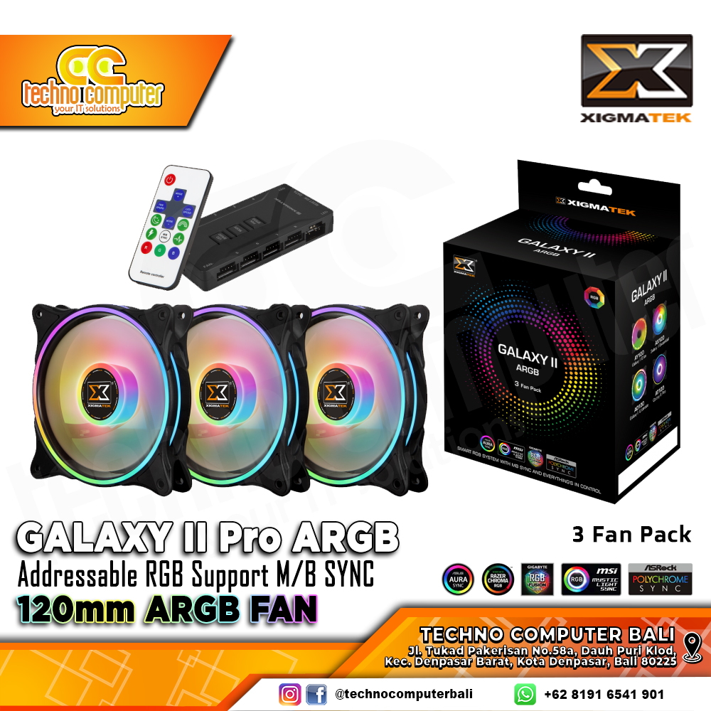 FAN CASING XIGMATEK GALAXY II Pro ARGB - 120mm ARGB Fan Triple Pack with Controller