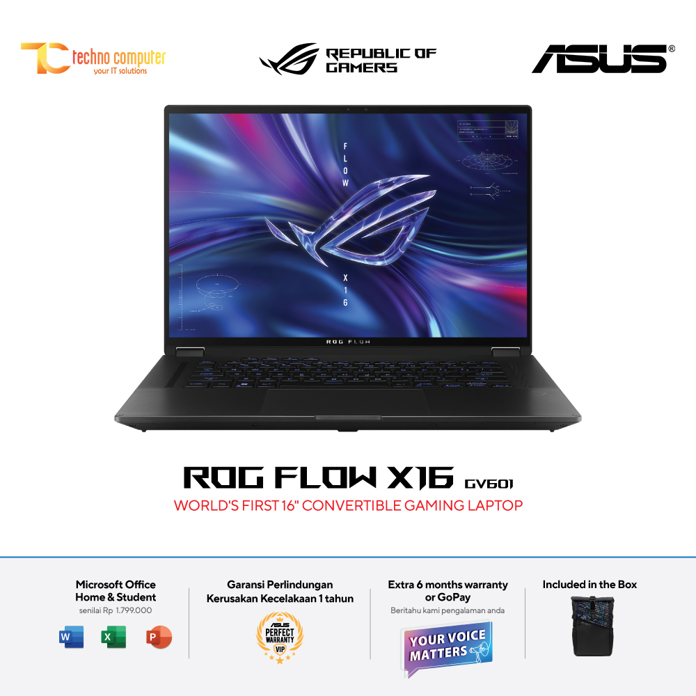ASUS ROG Flow X16 (2022) [GV601RM-R936G6T-O] Ryzen 9-6900HS/RAM 16GB/SSD 1TB/RTX 3060/Win11 Home