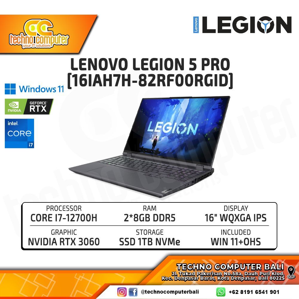LENOVO LEGION 5 PRO 16IAH7H [82RF00RGID] Intel Core i7-12700H/RAM 16GB/SSD 1TB/RTX 3060/Win11