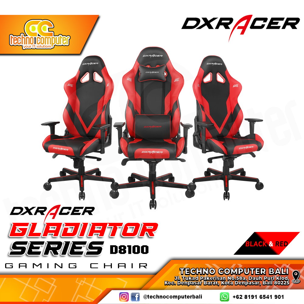 KURSI GAMING DXRACER GLADIATOR SERIES GAMING CHAIR 3D Armrest - BLACK/RED