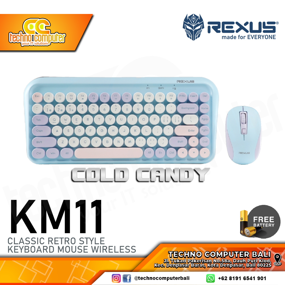 REXUS KM11 Combo Wireless Cold Candy - Office Keyboard & Mouse Wireless