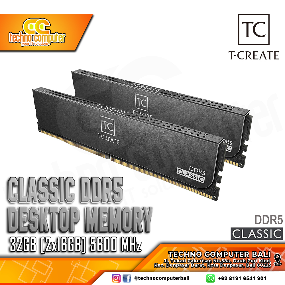 DDR5 TEAM T-CREATE CLASSIC 32GB (2x16GB) Kit 5600Mhz CL46 - Black