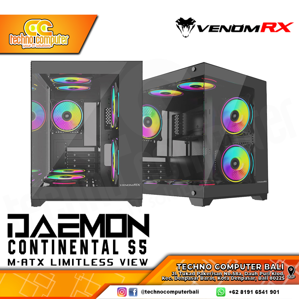 CASING VENOMRX DAEMON CONTINENTAL S5 BLACK - Mid Tower mATX Case Tempered Glass
