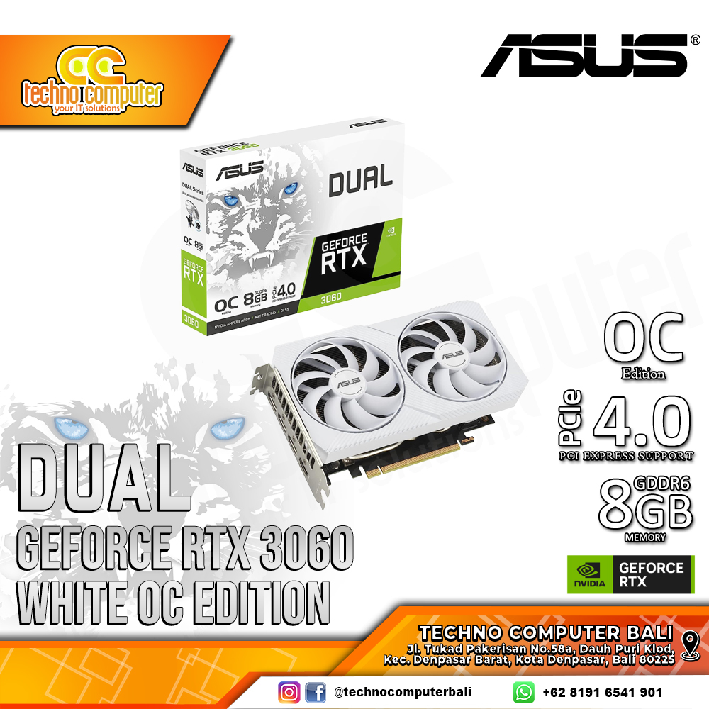 ASUS DUAL NVIDIA GeForce RTX 3060 White OC Edition 8GB GDDR6