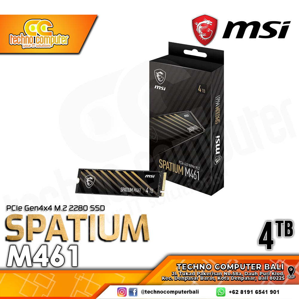 SSD MSI SPATIUM M461 M.2 NVMe 2280 PCIe Gen4 x4 - 4TB