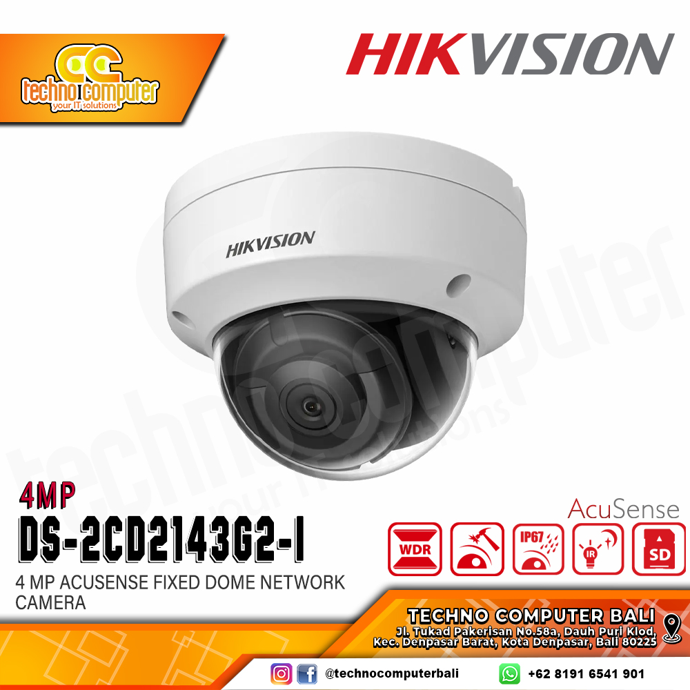 HIKVISION DS-2CD2143G2-I 4MP (2.8mm) 1520P INDOOR Camera CCTV